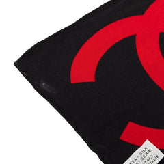 シャネル ココマーク ロゴ スカーフ マルチカラー ブラック アイボリー シルク レディース CHANEL 中古