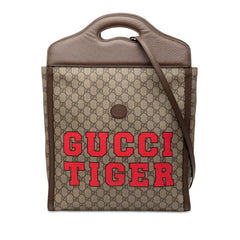 グッチ GGスプリーム トートバッグ ショルダーバッグ 2WAY 688497 ベージュ ブラウン レッド PVC レザー レディース GUCCI 【中古】