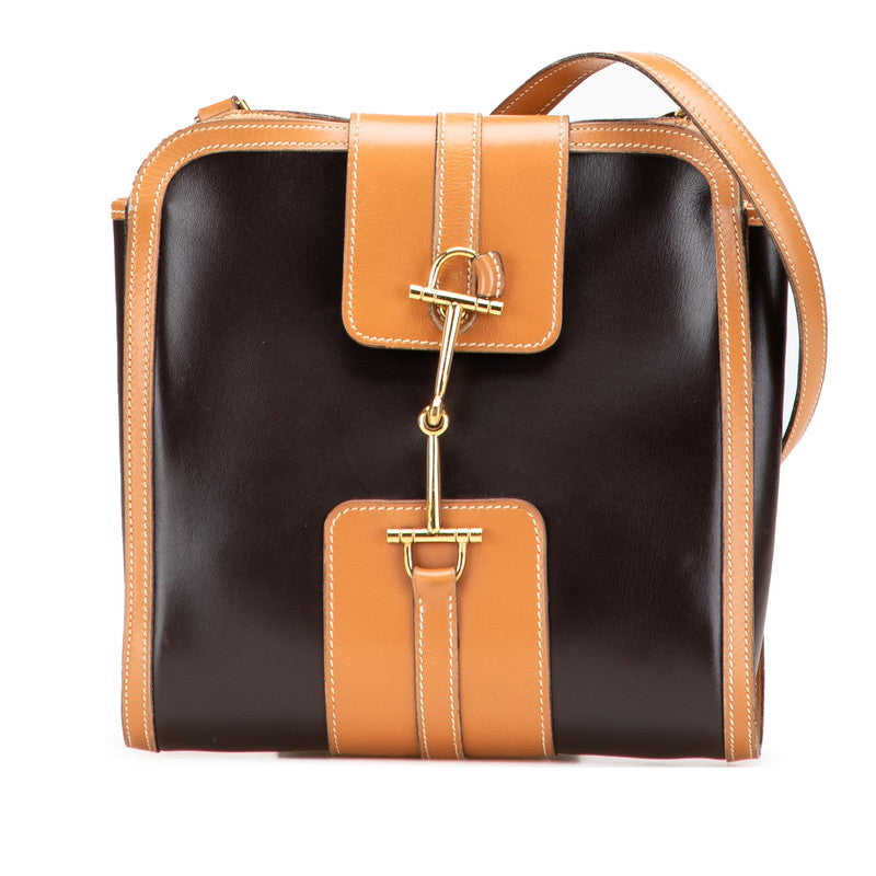 エルメス ヴィンテージ ホースビット ショルダーバッグ ショルダーポーチ ブラウン レザー レディース HERMES 【中古】