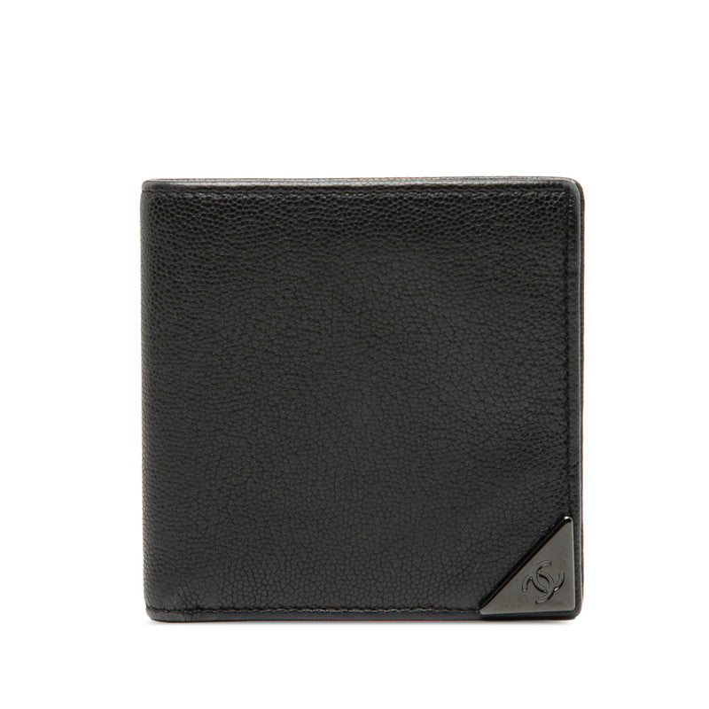 シャネル ココマーク 二つ折り財布 ブラック レザー メンズ CHANEL 【中古】
