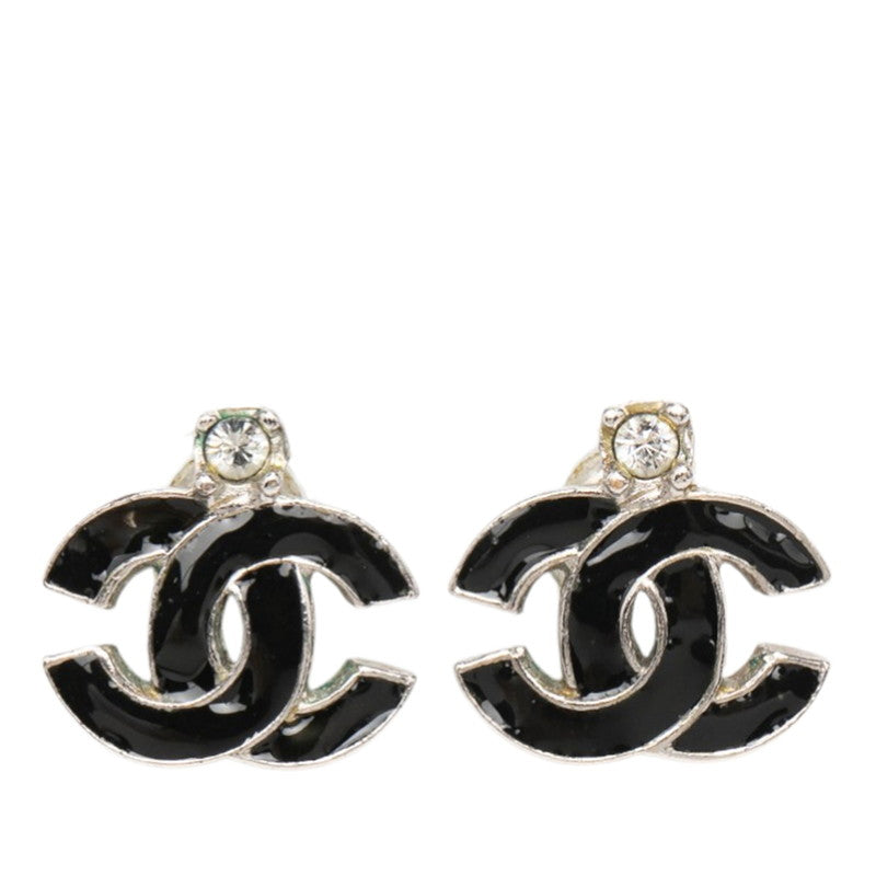 シャネル ココマーク ピアス シルバー ブラック メタル ラインストーン レディース CHANEL 【中古】