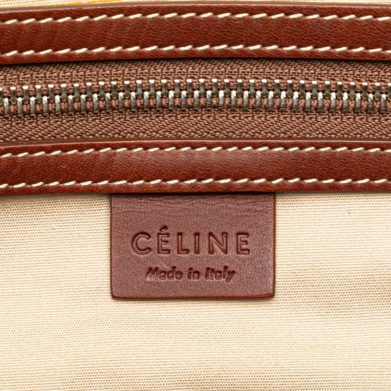 セリーヌ ロゴ トートバッグ ブラック ブラウン キャンバス レザー レディース CELINE 【中古】