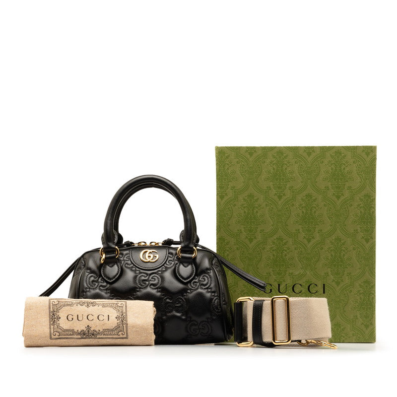 グッチ GGマトラッセ キルティングミディアム ハンドバッグ ショルダーバッグ 2WAY 702251 ブラック レザー レディース GUCCI 中古