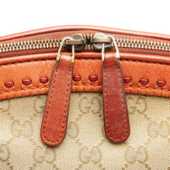 グッチ GGキャンバス バンブー ハンドバッグ 339002 ベージュ ブラウン キャンバス レザー レディース GUCCI 【中古】