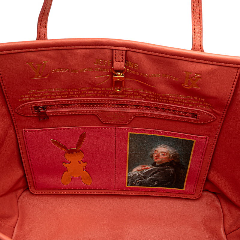 ルイ ヴィトン × ジェフ クーンズ Jeff Koons ネヴァーフルMM マスターズコレクション トートバッグ M43357 ブラウン ピンク PVC レザー レディース LOUIS VUITTON 【中古】