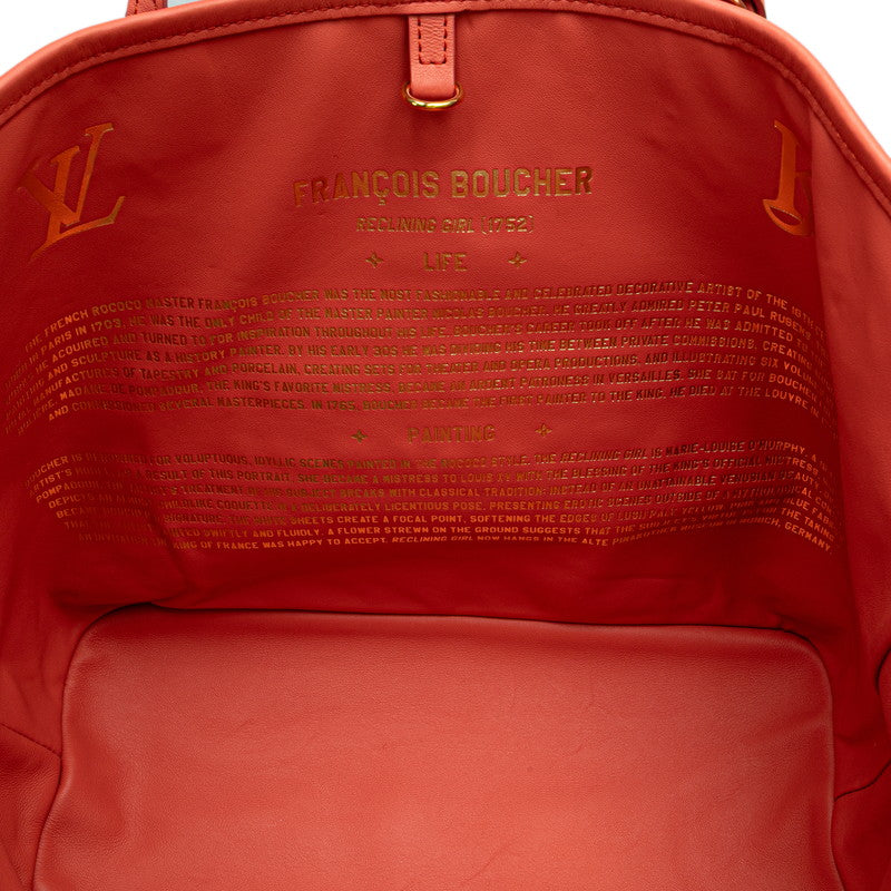 ルイ ヴィトン × ジェフ クーンズ Jeff Koons ネヴァーフルMM マスターズコレクション トートバッグ M43357 ブラウン ピンク PVC レザー レディース LOUIS VUITTON 【中古】
