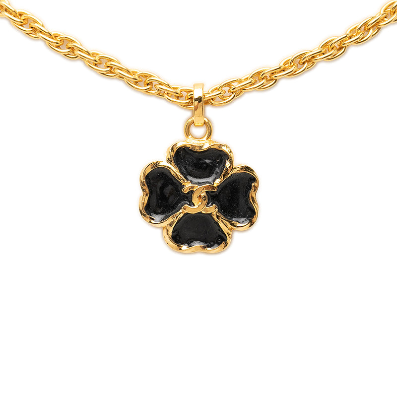 シャネル ココマーク クローバー チェーン ネックレス ペンダント 1983 ゴールド メッキ レディース CHANEL 中古