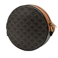 セリーヌ トリオンフ ラウンドパース 斜め掛け ショルダーバッグ ブラック ブラウン PVC レザー レディース CELINE 【中古】