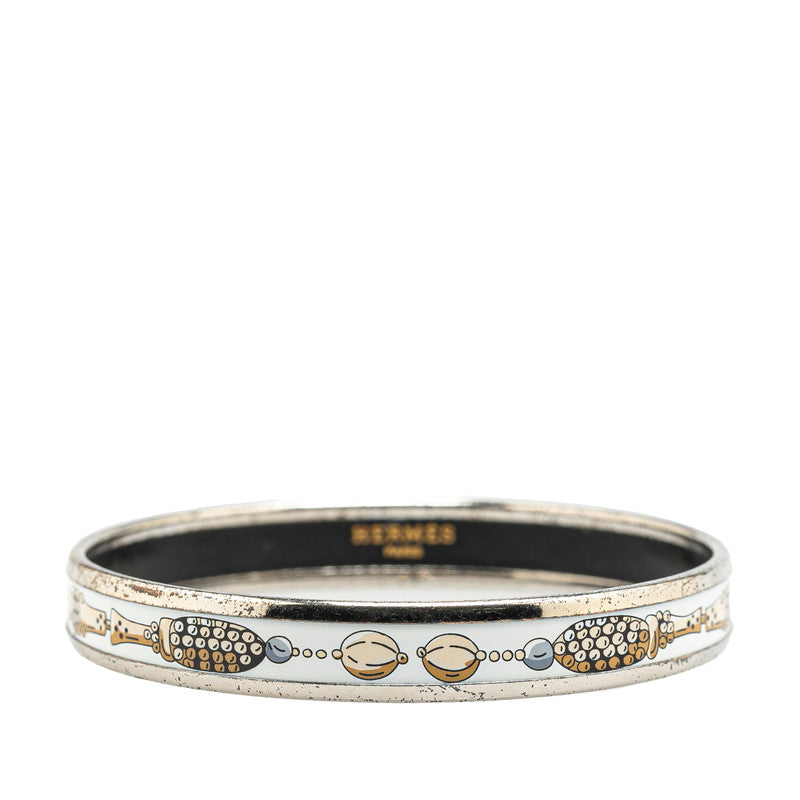 エルメス エマイユ バングル シルバー ホワイト マルチカラー メタル レディース HERMES 【中古】