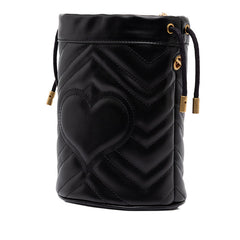 グッチ GGマーモント チェーン ショルダーバッグ バケット ポシェット 575163 ブラック レザー レディース GUCCI 中古