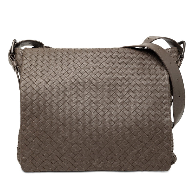 ボッテガヴェネタ イントレチャート ショルダーバッグ ブラウン レザー レディース BOTTEGAVENETA 【中古】