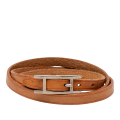 エルメス アピ 3連 ブレスレット ブラウン シルバー金具 レザー レディース HERMES 【中古】