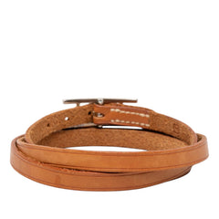エルメス アピ 3連 ブレスレット ブラウン シルバー金具 レザー レディース HERMES 【中古】