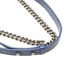 シャネル ボーイシャネル ココマーク チェーン ショルダーバッグ ハンドバッグ ブルー ラムスキン レディース CHANEL 【中古】