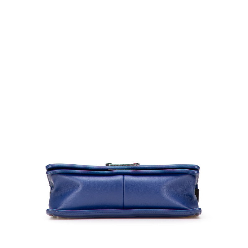 シャネル ボーイシャネル ココマーク チェーン ショルダーバッグ ハンドバッグ ブルー ラムスキン レディース CHANEL 【中古】