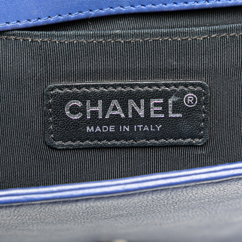 シャネル ボーイシャネル ココマーク チェーン ショルダーバッグ ハンドバッグ ブルー ラムスキン レディース CHANEL 【中古】