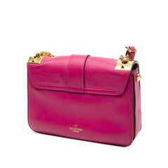ヴァレンティノ ロックスタッズ チェーン ショルダーバッグ ピンク レザー レディース VALENTINO 【中古】