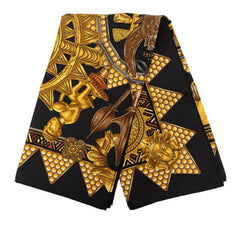 エルメス カレ90 LOR DES CHEFS 首長達の金 スカーフ 大判 ブラック ゴールド シルク レディース HERMES 【中古】