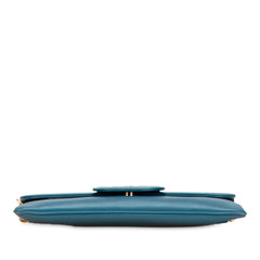 ディオール 21SS ディオール ダブル チェーン ショルダーバッグ ブルー スムースカーフスキン レディース Dior 【中古】