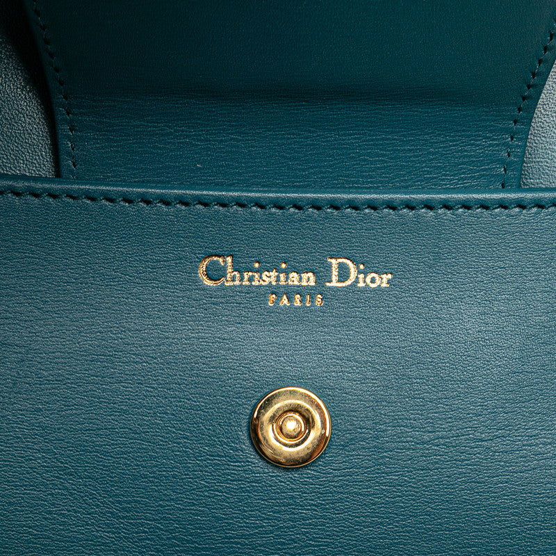 ディオール 21SS ディオール ダブル チェーン ショルダーバッグ ブルー スムースカーフスキン レディース Dior 【中古】