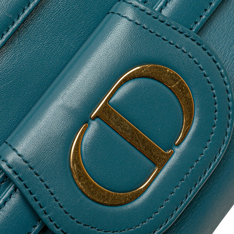 ディオール 21SS ディオール ダブル チェーン ショルダーバッグ ブルー スムースカーフスキン レディース Dior 【中古】