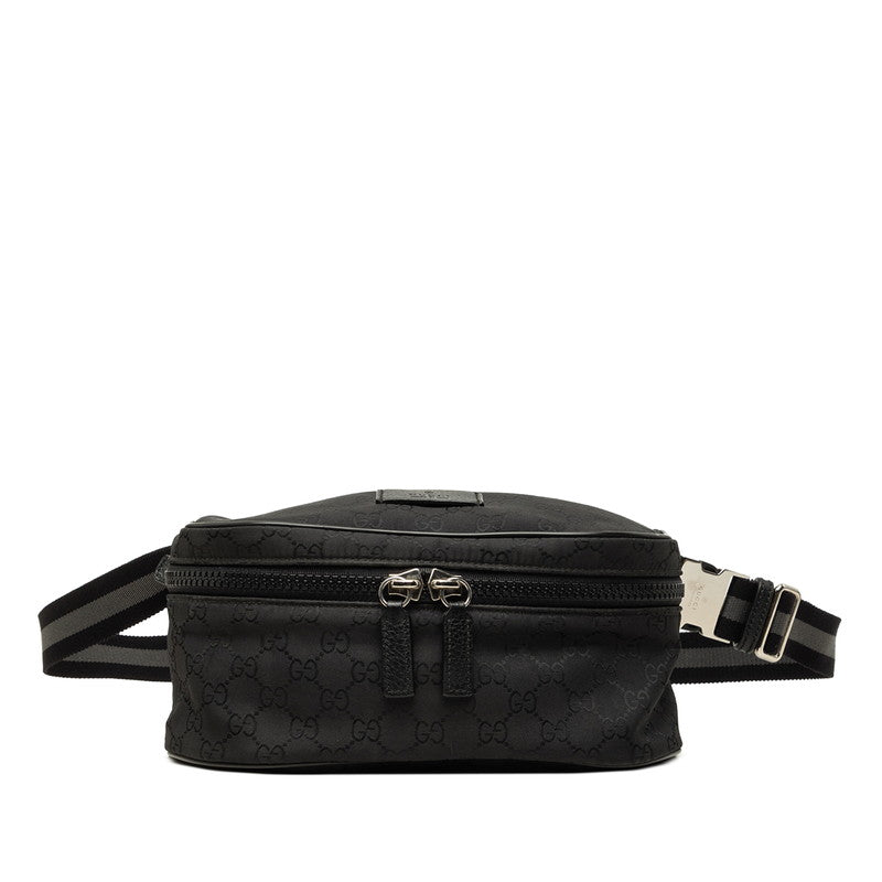 グッチ GGナイロン ウエストバッグ ボディバッグ 449182 ブラック ナイロン レザー レディース GUCCI 中古
