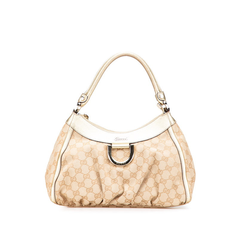 グッチ GGキャンバス アビー ショルダーバッグ 190525 ベージュ ゴールド キャンバス レザー レディース GUCCI 【中古】