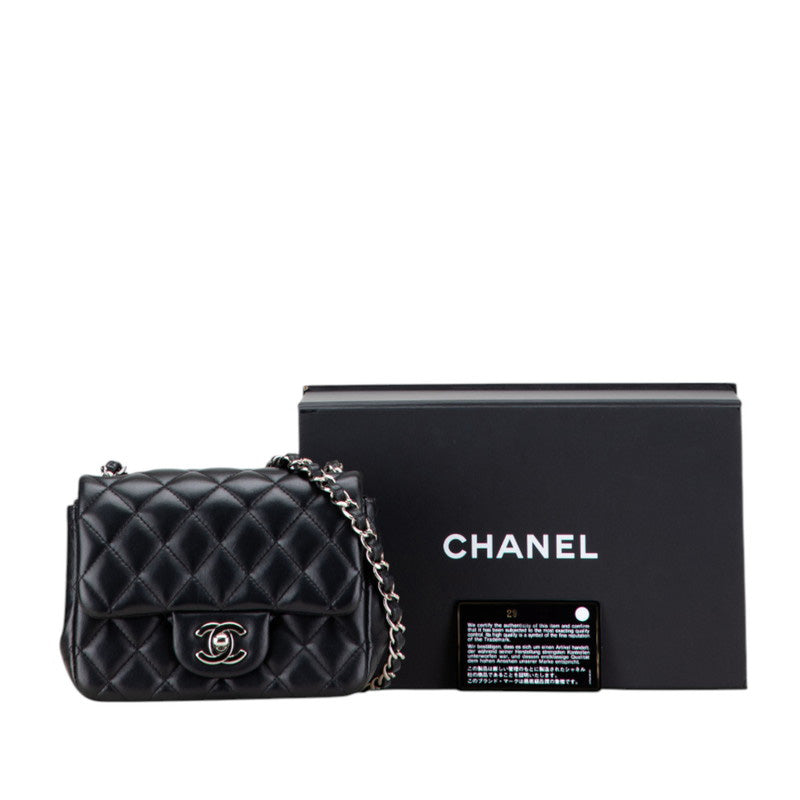 シャネル マトラッセ ココマーク ミニ チェーンショルダーバッグ ブラック ラムスキン レディース CHANEL 【中古】