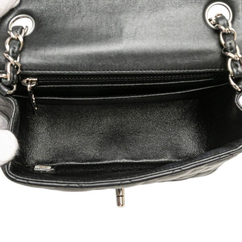 シャネル マトラッセ ココマーク ミニ チェーンショルダーバッグ ブラック ラムスキン レディース CHANEL 【中古】