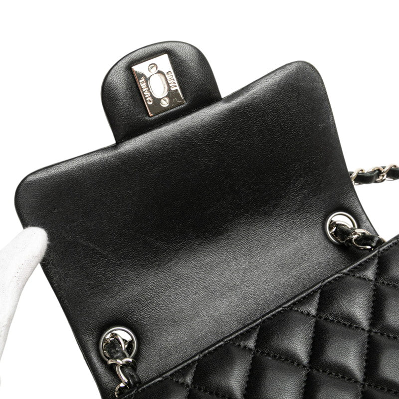 シャネル マトラッセ ココマーク ミニ チェーンショルダーバッグ ブラック ラムスキン レディース CHANEL 【中古】