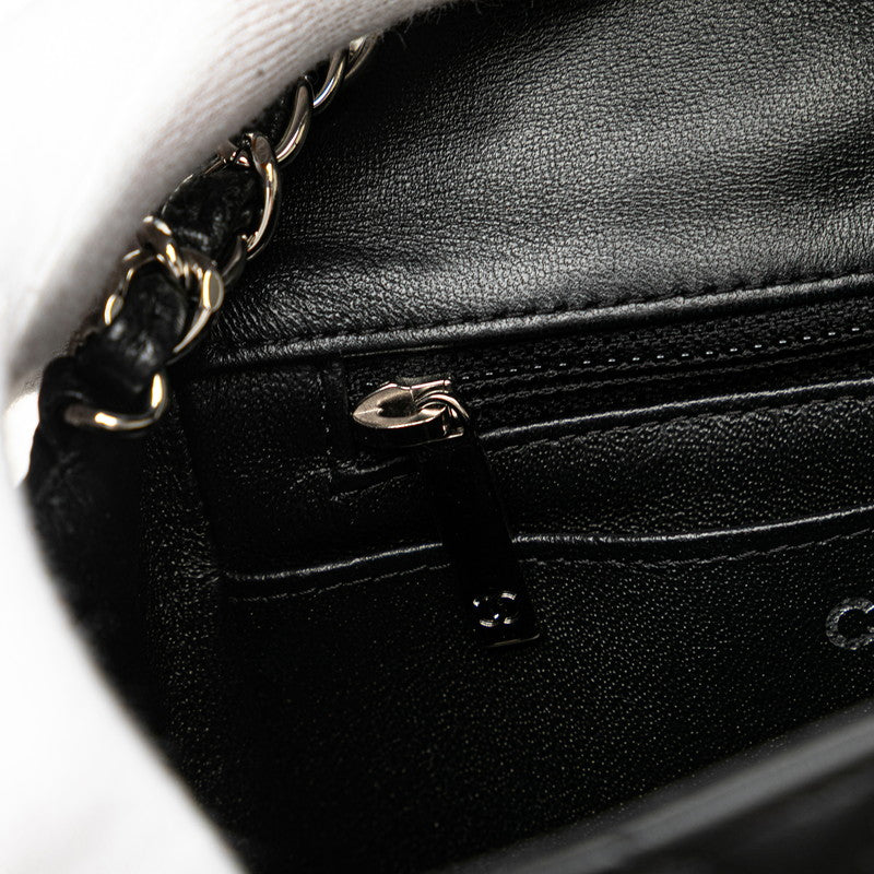 シャネル マトラッセ ココマーク ミニ チェーンショルダーバッグ ブラック ラムスキン レディース CHANEL 【中古】