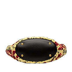 ミュウミュウ ハンドバッグ トートバッグ イエロー レッド ブラック キャンバス レザー レディース MIUMIU 【中古】