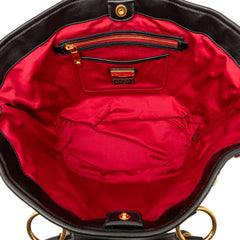 ミュウミュウ ハンドバッグ トートバッグ イエロー レッド ブラック キャンバス レザー レディース MIUMIU 【中古】