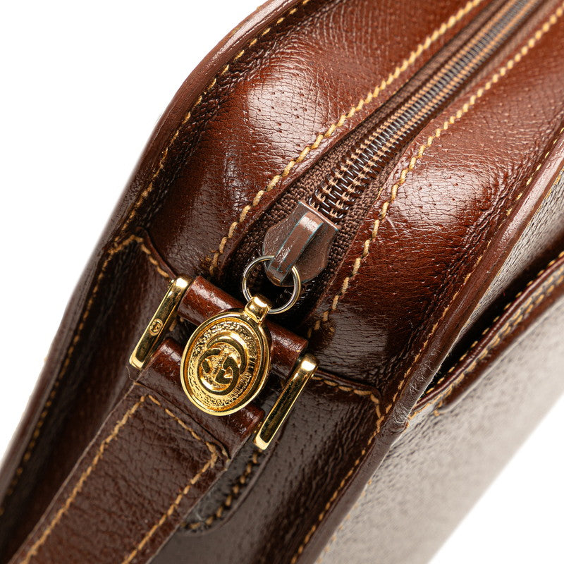 グッチ ヴィンテージ ロゴ ショルダーバッグ 001 256 0609 ブラウン レザー レディース GUCCI 【中古】