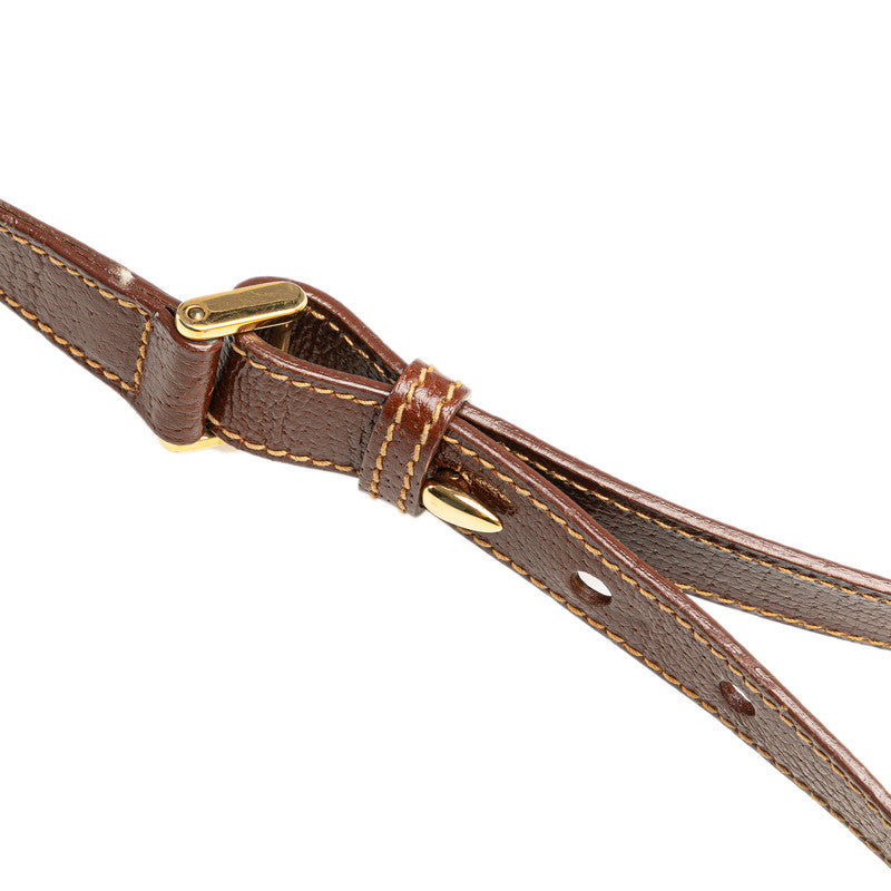 グッチ ヴィンテージ ロゴ ショルダーバッグ 001 256 0609 ブラウン レザー レディース GUCCI 【中古】