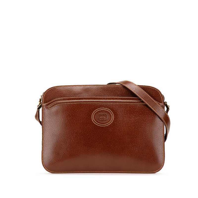 グッチ ヴィンテージ ロゴ ショルダーバッグ 001 256 0609 ブラウン レザー レディース GUCCI 【中古】