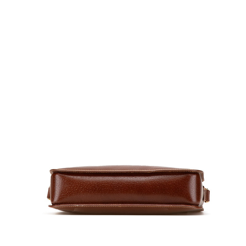グッチ ヴィンテージ ロゴ ショルダーバッグ 001 256 0609 ブラウン レザー レディース GUCCI 【中古】
