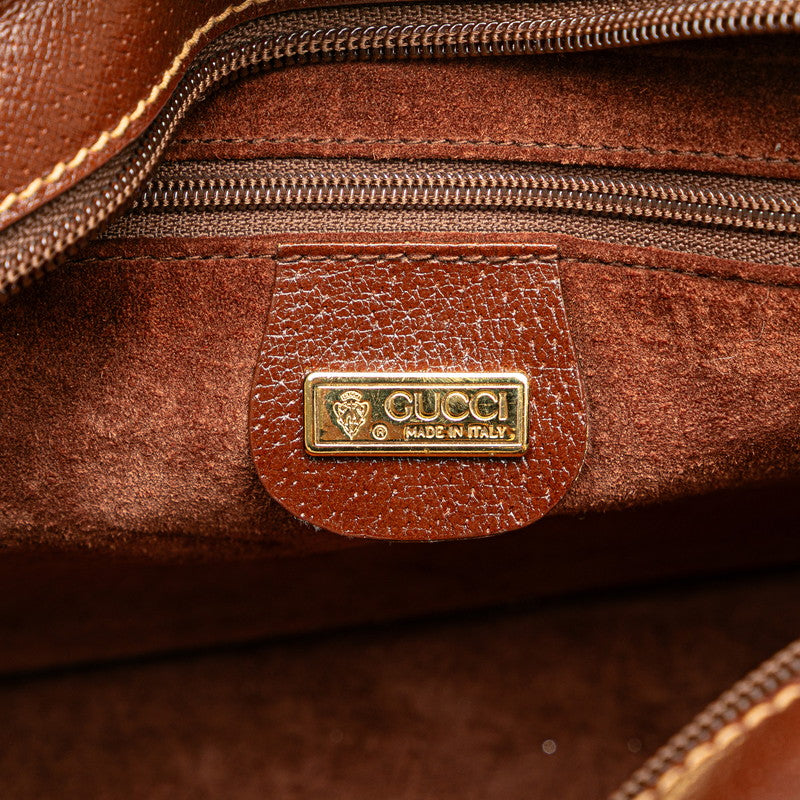 グッチ ヴィンテージ ロゴ ショルダーバッグ 001 256 0609 ブラウン レザー レディース GUCCI 【中古】