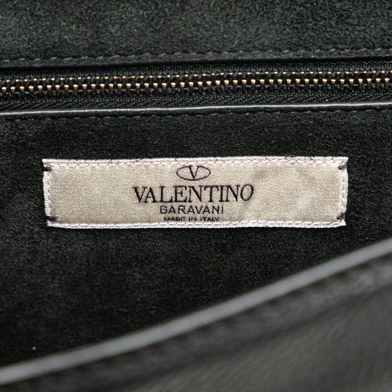 ヴァレンティノ スタースタッズ ターコイズ 斜め掛け チェーンショルダーバッグ ブラック レザー レディース VALENTINO 【中古】
