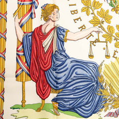 エルメス カレ90 1789 LIBERTE EGALITE FRATERNITE REPUBLIQUE FRANCAISE フランス革命 スカーフ 大判 ブルー マルチカラー シルク レディース HERMES 【中古】