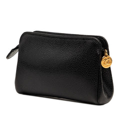 シャネル ココマーク ポーチ ブラック キャビアスキン レディース CHANEL 【中古】