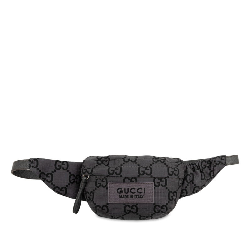 グッチ GGナイロン ウエストバッグ ボディバッグ 767934 グレー ナイロン レザー レディース GUCCI 【中古】