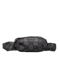 グッチ GGナイロン ウエストバッグ ボディバッグ 767934 グレー ナイロン レザー レディース GUCCI 【中古】