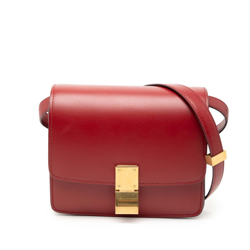 セリーヌ クラシックボックス ショルダーバッグ レッド ゴールド レザー レディース CELINE 【中古】