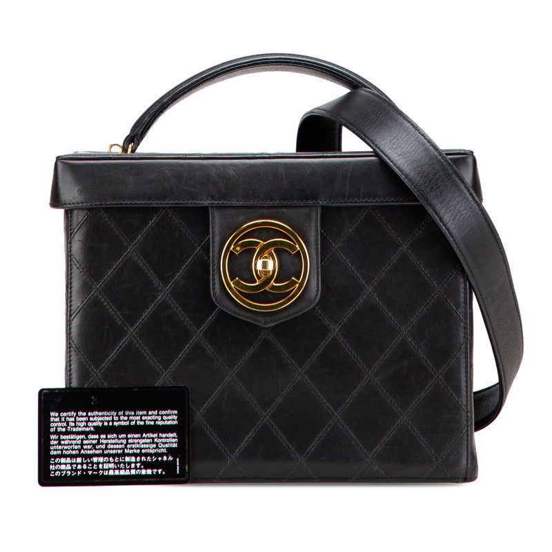 シャネル ビコローレ ココマーク バニティバッグ ショルダーバッグ 2WAY ブラック レザー レディース CHANEL 【中古】