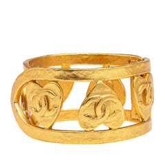 シャネル ヴィンテージ ココマーク ハート モチーフ バングル ゴールド メッキ レディース CHANEL 【中古】