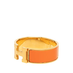 エルメス クリッククラックH PM ブレスレット バングル ゴールド オレンジ メッキ エナメル レディース HERMES 中古