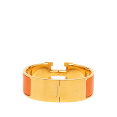 エルメス クリッククラックH PM ブレスレット バングル ゴールド オレンジ メッキ エナメル レディース HERMES 中古