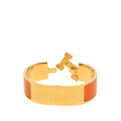 エルメス クリッククラックH PM ブレスレット バングル ゴールド オレンジ メッキ エナメル レディース HERMES 中古