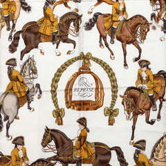 エルメス カレ90 REPRISE 乗馬風景 スカーフ ブルー マルチカラー シルク レディース HERMES 【中古】